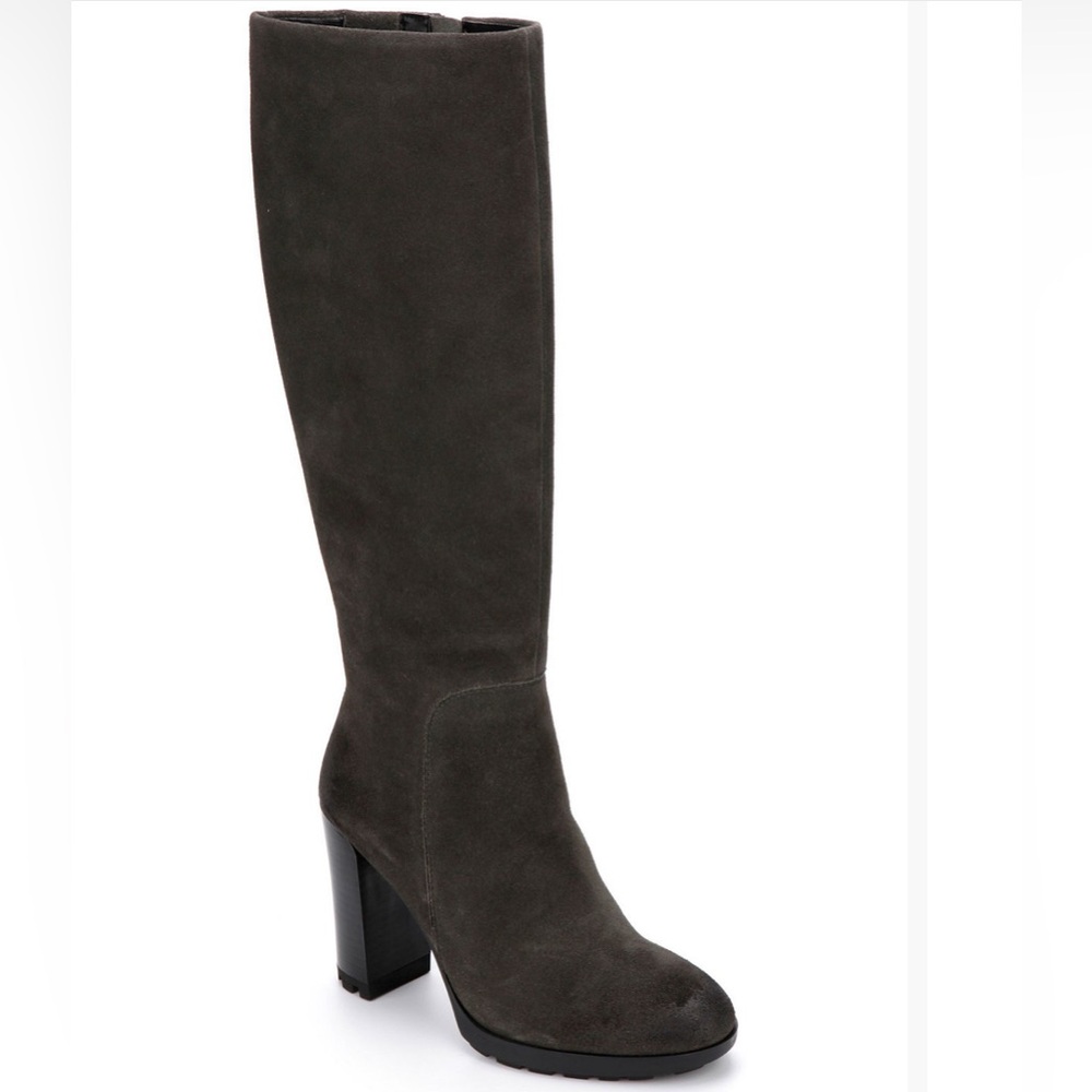 Kenneth Cole New York Charcoal Gray Suede Heeled Boots Justin 2.0 NWOB